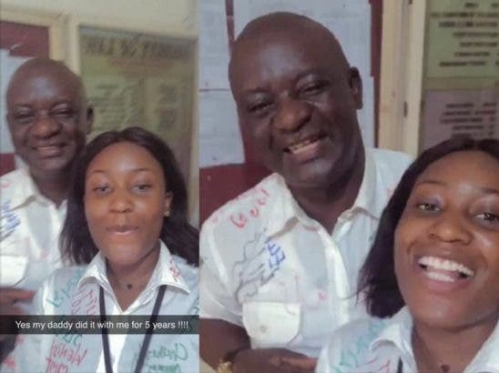 “Daddy Did It With Me For 5 Years” – Nigerian Lady Writes, As She And Her Father Complete Their Final Year Examination