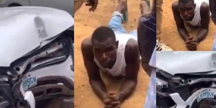 Car Wash Guy Wrecks His Client’s Benz GLC After He Drove It To Buy ‘Eba and Ewedu’ (Video)