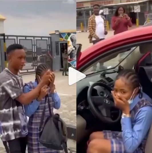 Boyfriend Gets His JSS1 Girlfriend A Brand New SUV Car (Video)