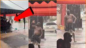 Watch Moment A Powerful Ghanaian Man Commanded Rain To Stop During A Funeral (Video)
