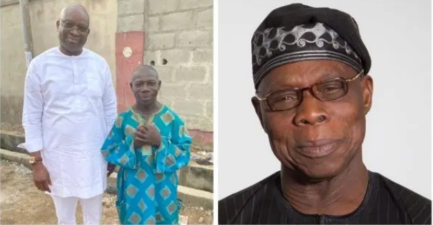 Fayose Meets Obasanjo’s ‘look-alike’ in Lagos (Photos)