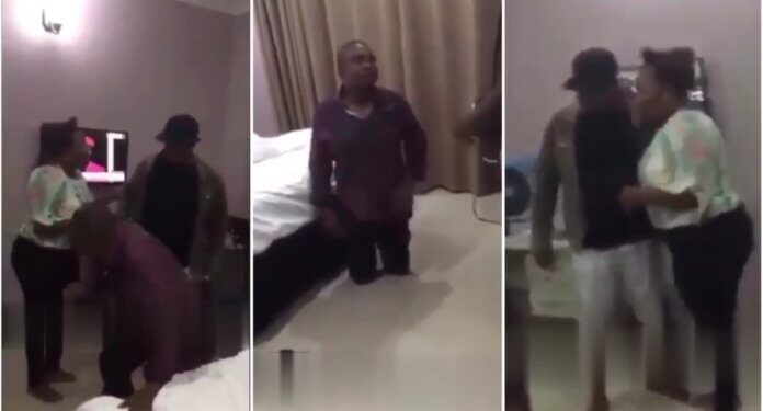 Drama As Man Catches His Wife In Bed With Another Man In A Hotel (Video)