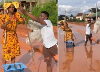 Check Out How A Newlywed Couple Drew Attention To Bad Road In Imo Through Sarcasm (Photos+Video)