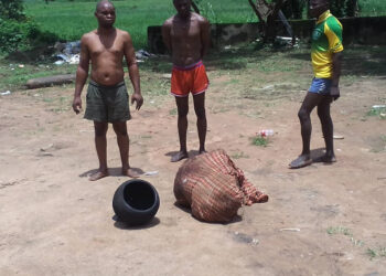 Three Suspected Ritualists With Butchered Corpse Paraded by Amotekun In Ibadan (Photos)