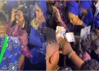 More Videos From Tiwa Savage’s Father’s Burial As Obi Cubana, Bobrisky, Toyin Abraham Make Money Rain (Video)