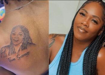 Fan Gets Tattoo Of Tiwa Savage’s Face On Her Back (Video)