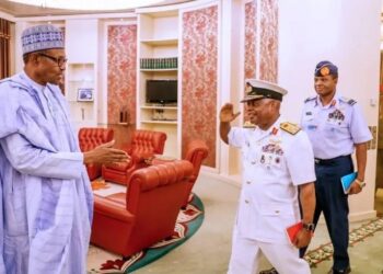 President Buhari Welcomes Chief Of Naval Staff, Rear Admiral Gambo To Aso Rock