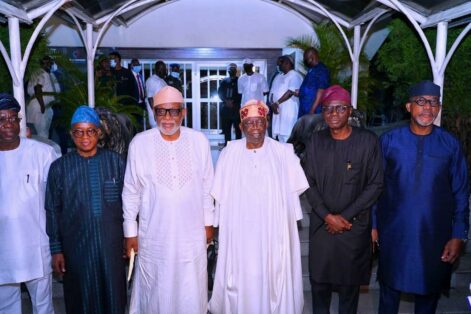 2023: Gov Oyetola And Other Southwest Governors Meet Bola Tinubu at Bourdillon (Photos)