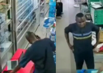 Another Thief Caught On CCTV Stealing Phones Inside A Shop In Ibadan (VIDEO)