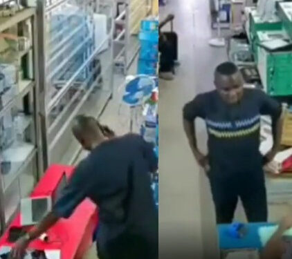 Another Thief Caught On CCTV Stealing Phones Inside A Shop In Ibadan (VIDEO)