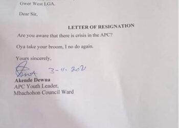 “Oya Take Your Broom, I No Do Again” – Benue APC Ward Youth Leader Writes As He Resigns (See The Letter )