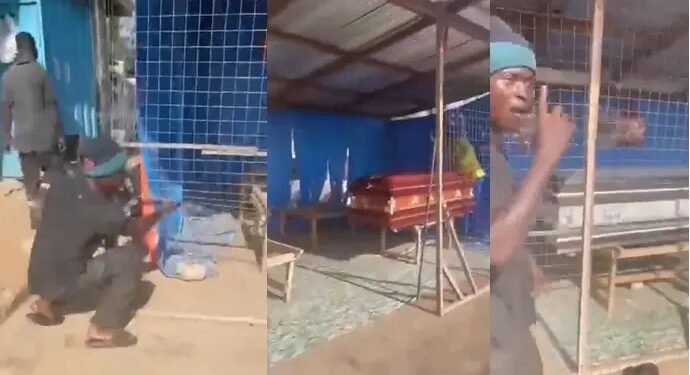 Man Cries Out As Thieves Steal Coffins From His Shop (Video)