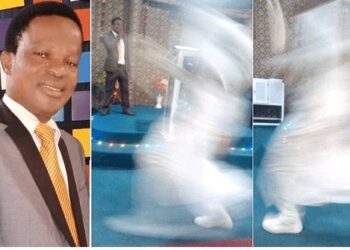 “Is That Sneakers On His Legs?” – Nigerians React As Pastor Shares Photos Of ‘Angel’ Captured In His Church