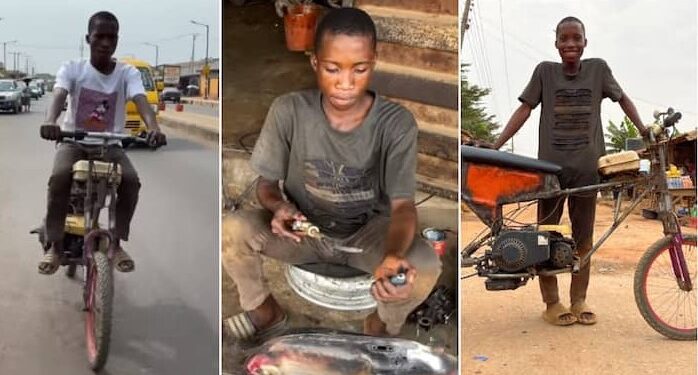 16-year-old Nigerian Boy Converts His Bicycle To Okada, Reveals How He Did It (Video)