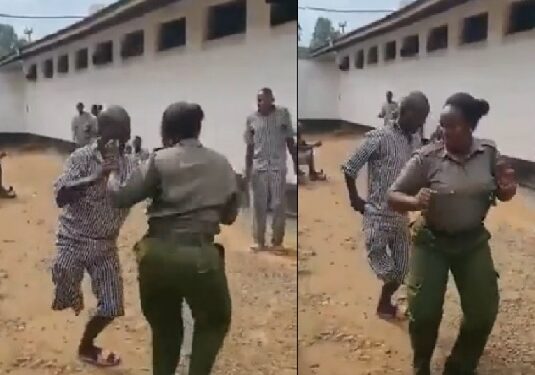 Watch Moment Female Prison Warder Melts Hearts As She Dances With Physically Challenge Prisoner (Video)