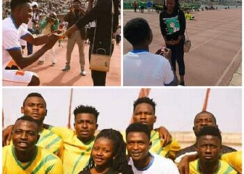 Love Is In The Air: Nigerian Footballer Proposes To His Girlfriend On Pitch (Photos)