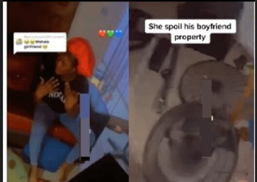 Lady Destroys Boyfriend’s Valuables Over Threat Of Breakup Before Valentine’s Day (Video)