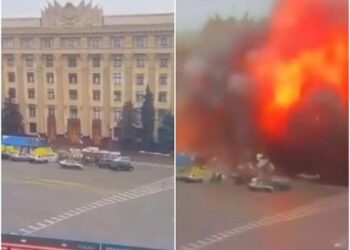Watch The Moment Russian Forces Destroyed Ukraine’s Independence Square With Powerful Missile (Video)
