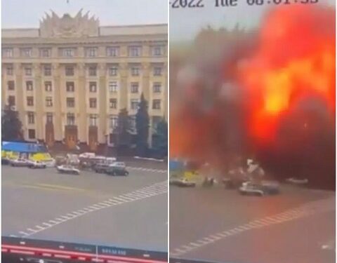 Watch The Moment Russian Forces Destroyed Ukraine’s Independence Square With Powerful Missile (Video)