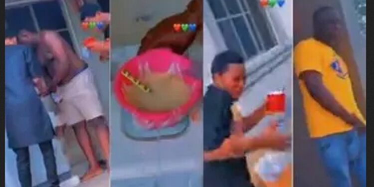 Sapa: Watch Moment Nigerian ‘Big Boys’ Try To Hide After Being Caught Soaking Garri (Video)