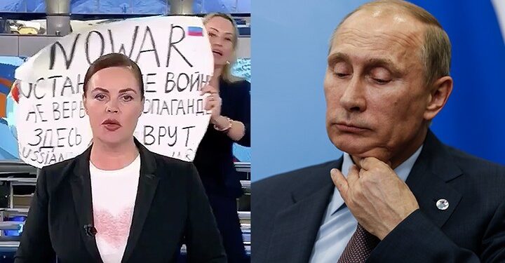 Russian TV Editor Interrupts Live Broadcast With Sign Reading ‘No War’ (Photo+Video)