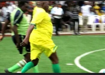 Watch The Moment Ex-President, Olusegun Obasanjo Scores Two Goals At His 85th Birthday Novelty Match (Video)