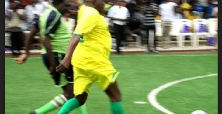 Watch The Moment Ex-President, Olusegun Obasanjo Scores Two Goals At His 85th Birthday Novelty Match (Video)
