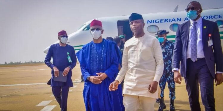 Osinbajo Lands in Kaduna, Visits Victims of Train Attack (Photos & Video)