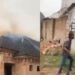 Nigerian Man Weeps Profusely As Fire Guts His Uncompleted Building (Video)