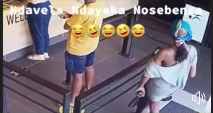 Watch Moment Woman Walked Into Pizza Restaurant In SA, Used Sanitizer To Wash Her Private Part (Video)