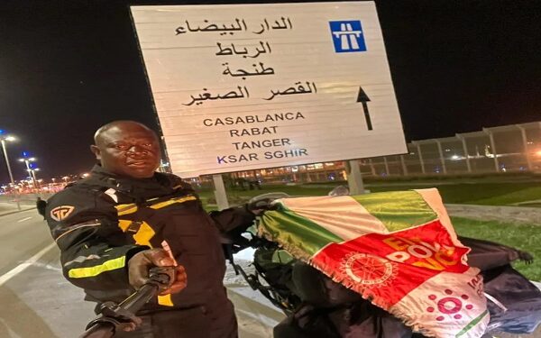 Nigerian Travelling On Bike Ride From London to Lagos Arrives Africa (Photo)