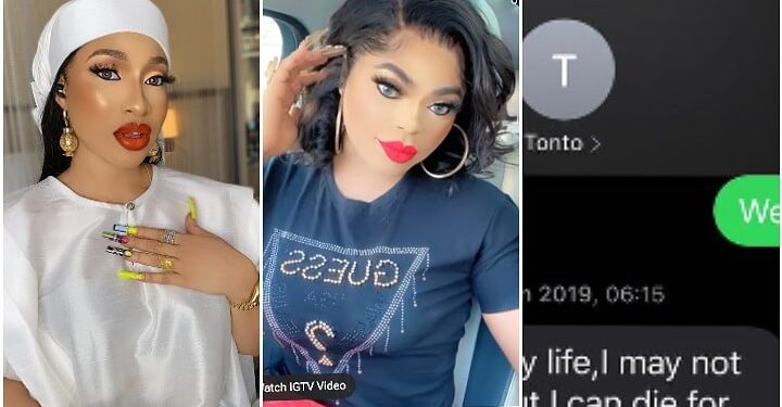 Bobrisky Reveals Why No Man Stays With Tonto Dikeh As Their Clash Heats Up, Leaks Chat