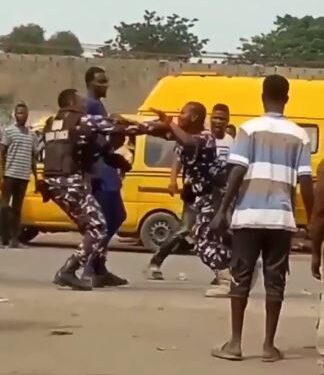 Two Police Officers Seen Fighting In Oshodi (Video)