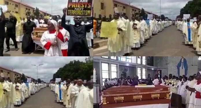 Insecurity: Over 700 Catholic Priests Protest At Burial Of Fr Vitus Borogo