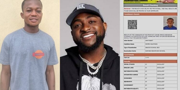 Davido Awards 5 Years Scholarship To Ghanaian Student, Morro Suleyman Who Scored A1 Parallel In His WAEC Exams