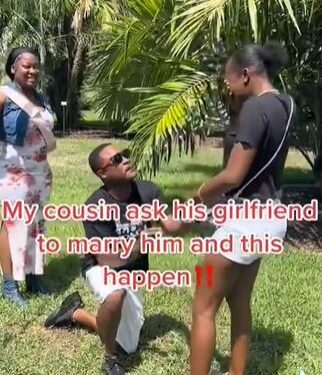 The Shocking Moment A Woman Collapsed After Boyfriend Proposed To Her (Video)