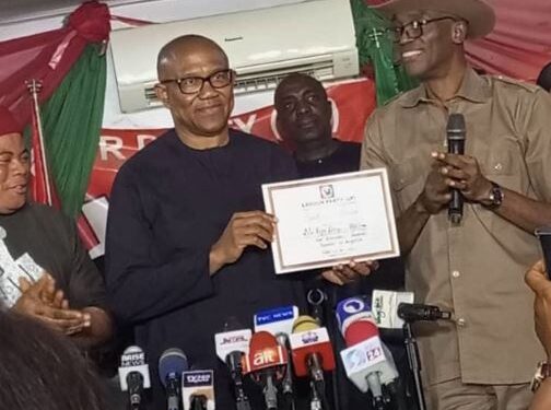 Peter Obi Receives Labour Party’s Certificate Of Return As Its Presidential Candidate (Photos)