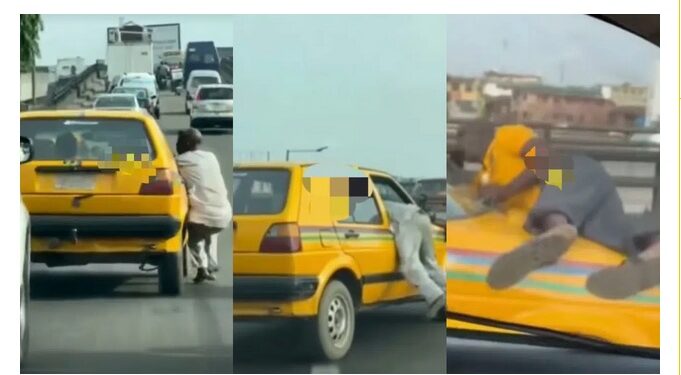 “Lagos Is Not For The Weak” – Reactions As Two Men Cling To Moving Car In Order To Settle Score With The Driver (Video)
