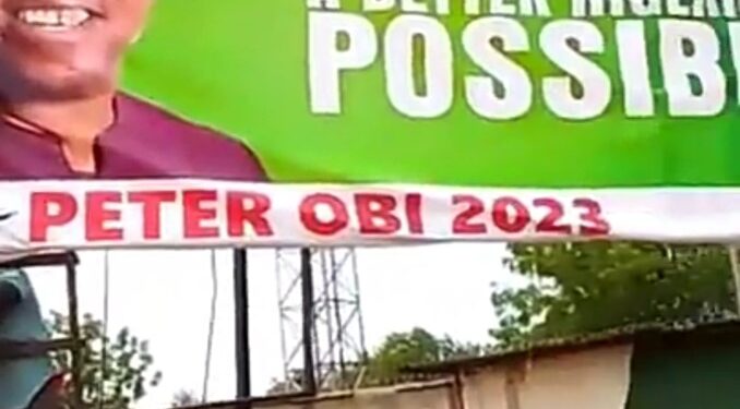 Peter Obi’s Supporters Mount Huge Campaign Billboard In Sokoto State (Video)