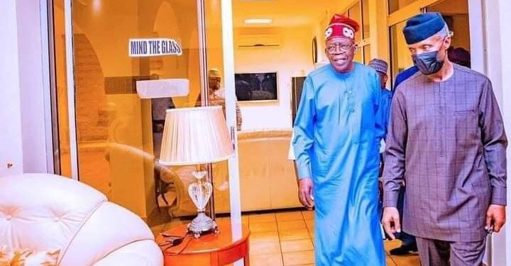Photos Of Bola Tinubu At VP, Yemi Osinbajo’s House Yesterday