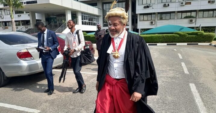 Drama As Human Rights Lawyer Attends Supreme Court Proceedings In Traditional Worshippers’ Attire (Photos)