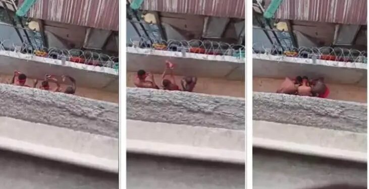 3 Yahoo Boys Caught On Tape Performing R#tual Near A Hotel (Video)