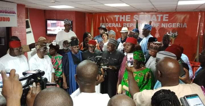 “Buhari Must Go”- PDP Senators Chant As They Stage Walkout From The Senate During Plenary Today (Video)