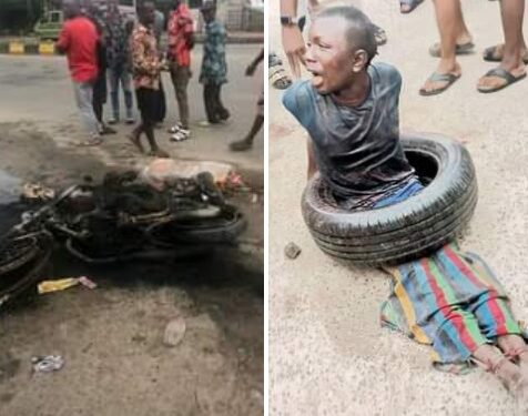 See Photos of Suspected Armed Robbers Set Ablaze In Aba On Sunday
