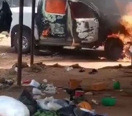 Sad Moment Gunmen Kidnapped Driver And His Boss, Set Car Ablaze In Awka Anambra State (Video)