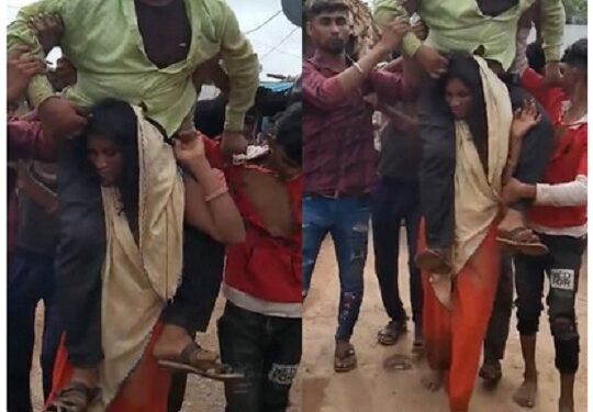 Cheating Wife Forced To Carry Husband Through Streets After Being Caught Having an Affair (Photos)