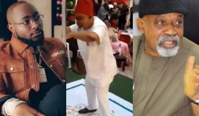 See Davido’s Reaction After Labour Minister, Chris Ngige Is Filmed Dancing At Event (Video)