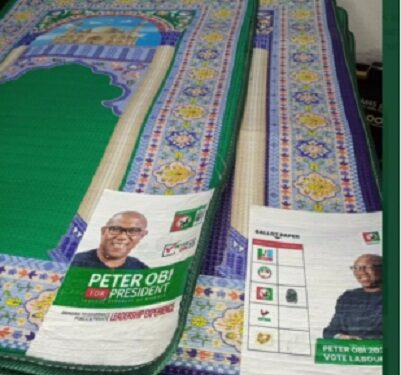 Peter Obi Kicks As Supporter Prints His Image On Praying Mat