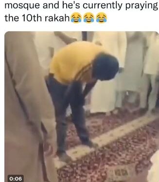 Suspected Thief Forced To Pray Non-stop After He Was Caught Stealing In A Mosque (Video)