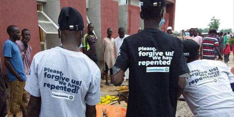 “Please Forgive Us” – Repentant Insurgents Appeal To Borno Residents As They Conduct Sanitation Exercise (Photo)